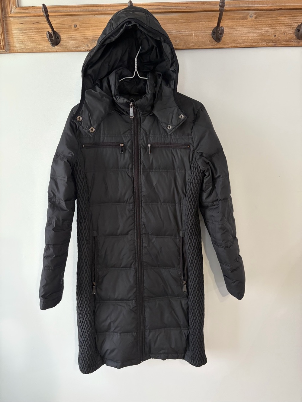 Michael Kors Black Quilted Hooded Long Puffer Jacket